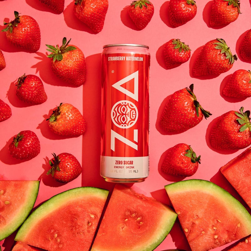 ZOA Zero Sugar Energy Drinks, Strawberry Watermelon - Sugar Free with Electrolytes, Healthy Vitamin C, Amino Acids, Essential B-Vitamins, and Caffeine from Green Tea - 12 Fl Oz (12-Pack) - Image 4
